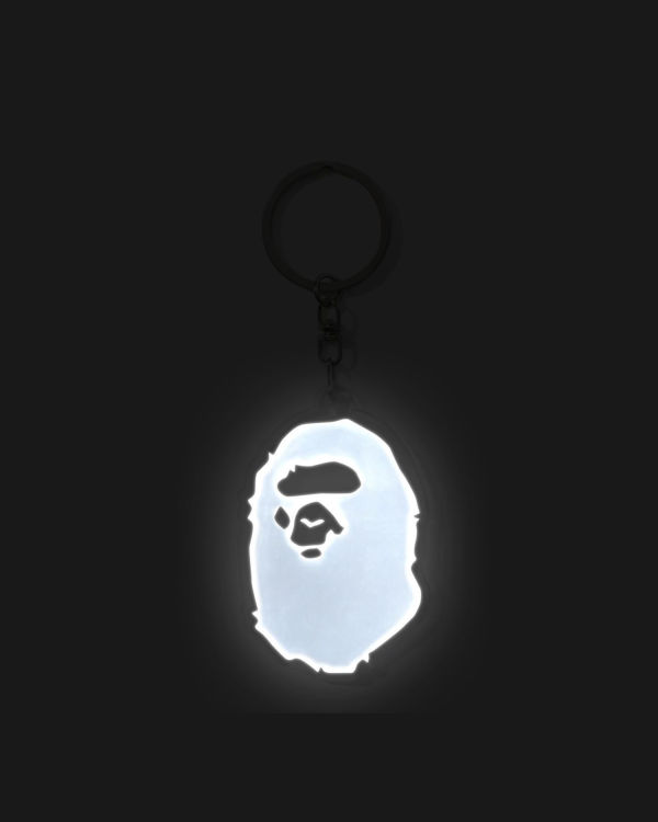 Pánské Kroužky Na Klíče Bape Ape Head Reflective Černé | 92568LQTW