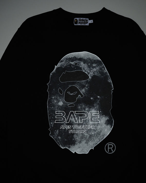 Pánské Mikiny Bape Ape Head Moon Crewneck Černé | 19584WVUI