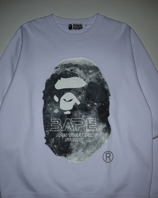 Pánské Mikiny Bape Ape Head Moon Crewneck Bílé | 68741BVQR
