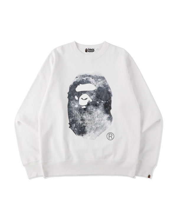 Pánské Mikiny Bape Ape Head Moon Crewneck Bílé | 68741BVQR