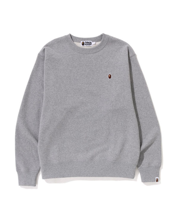 Pánské Mikiny Bape Ape Head One Point Relaxed Fit Crewneck Šedé | 12534FLTM
