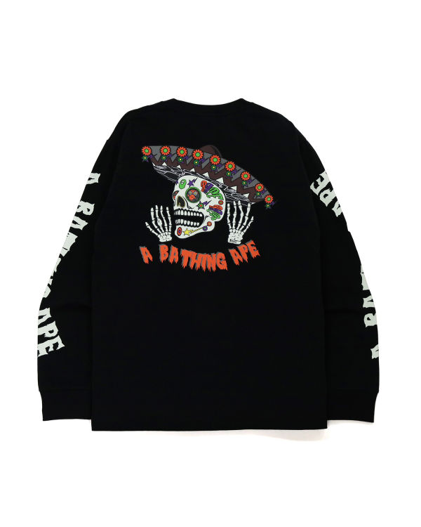 Pánské Mikiny Bape Halloween Skull Glow In The Dark Long Sleeve Černé | 73058HGRJ