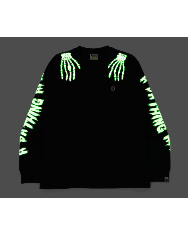 Pánské Mikiny Bape Halloween Skull Glow In The Dark Long Sleeve Černé | 73058HGRJ