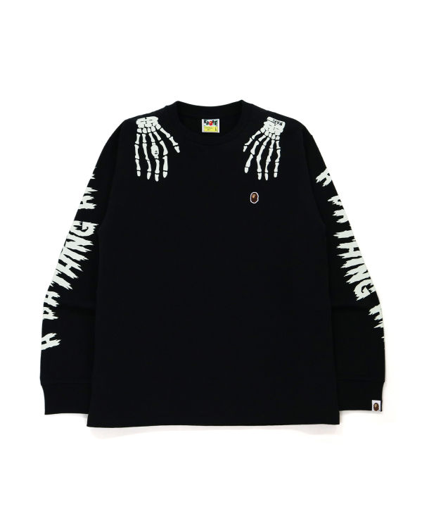 Pánské Mikiny Bape Halloween Skull Glow In The Dark Long Sleeve Černé | 73058HGRJ