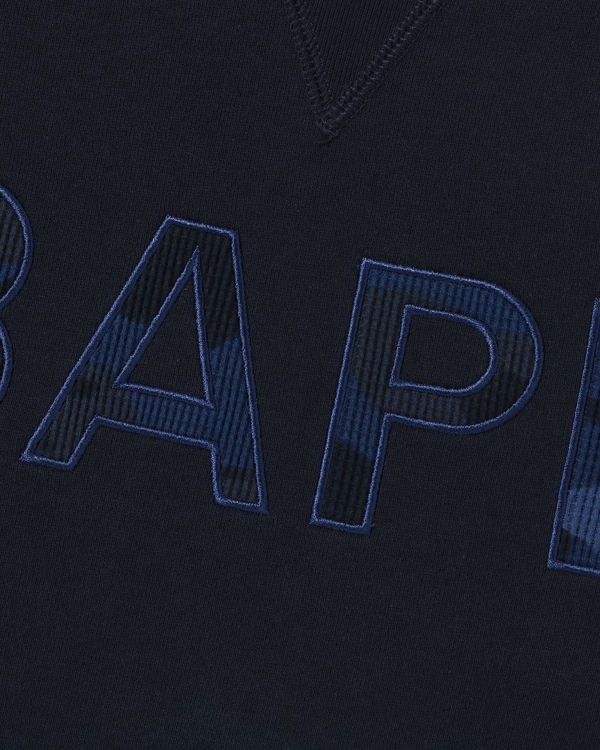 Pánské Mikiny Bape Patch Relaxed Fit Crewneck Tmavě Blankyt Blankyt | 76905XKAD