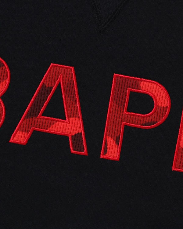 Pánské Mikiny Bape Patch Relaxed Fit Crewneck Černé | 79016KQUJ
