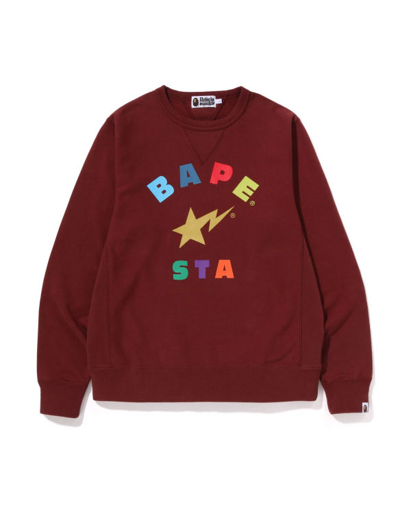 Pánské Mikiny Bape STA Crewneck Tmavě Červené | 92586GWPC