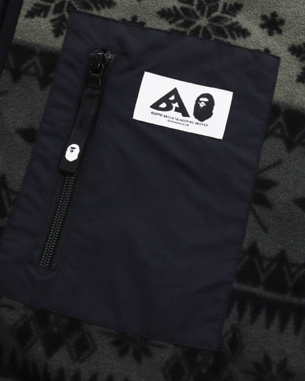 Pánské Mikiny Bape Snow Pattern Relaxed Fit Zip Fleece Černé | 05731NLAR