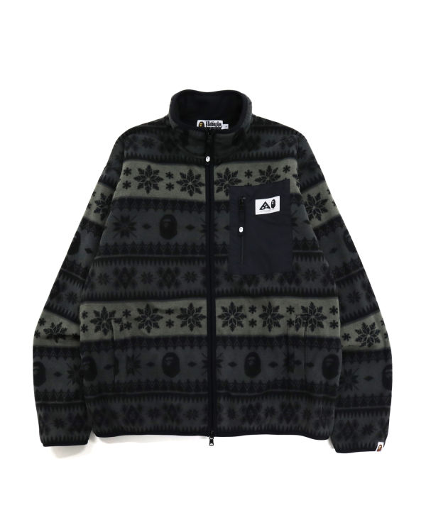Pánské Mikiny Bape Snow Pattern Relaxed Fit Zip Fleece Černé | 05731NLAR