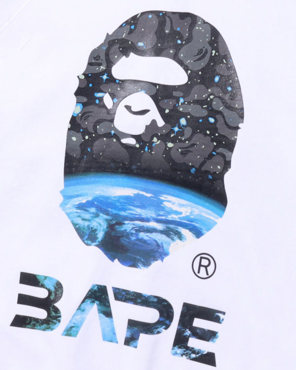 Pánské Mikiny Bape Space Camo Ape Head Loose Fit Crewneck Bílé | 02697RTQK
