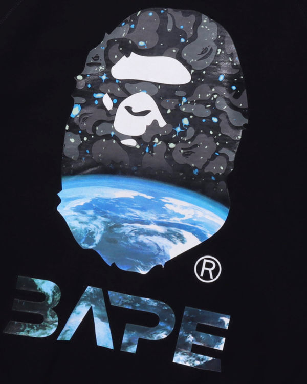 Pánské Mikiny Bape Space Camo Ape Head Loose Fit Crewneck Černé | 10362ARKD
