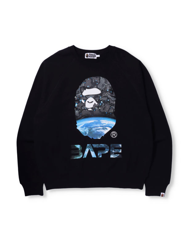 Pánské Mikiny Bape Space Camo Ape Head Loose Fit Crewneck Černé | 10362ARKD