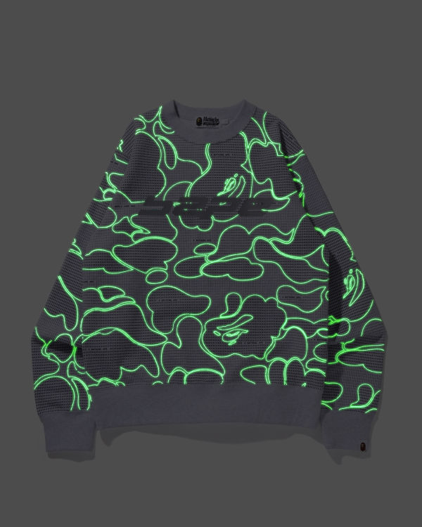 Pánské Mikiny Bape Text Code Camo Crewneck Světle Šedé | 92401YZGO