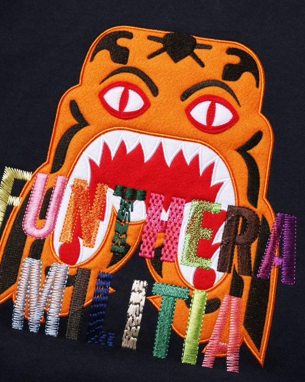 Pánské Mikiny Bape Tiger Embroidery Crewneck Tmavě Blankyt Blankyt | 47902EPAG