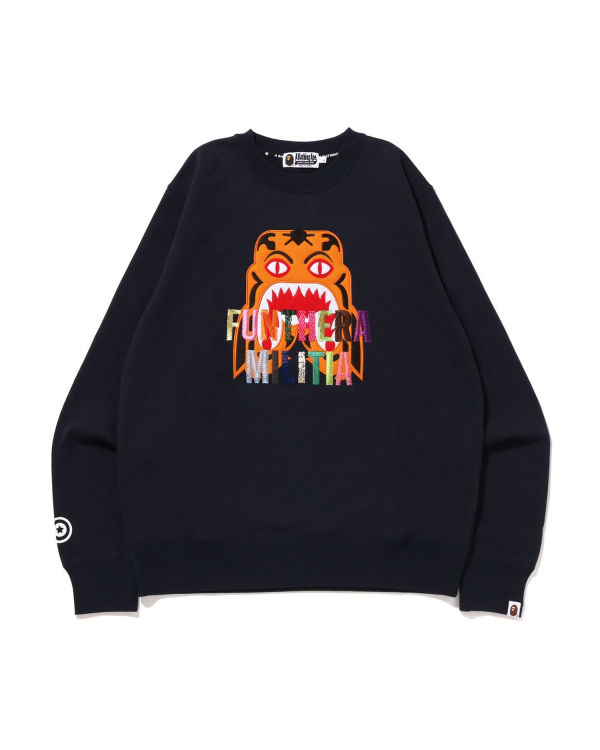 Pánské Mikiny Bape Tiger Embroidery Crewneck Tmavě Blankyt Blankyt | 47902EPAG