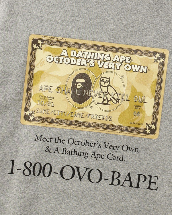 Pánské Mikiny Bape X OVO Card Crew Neck Šedé | 16398BXYO