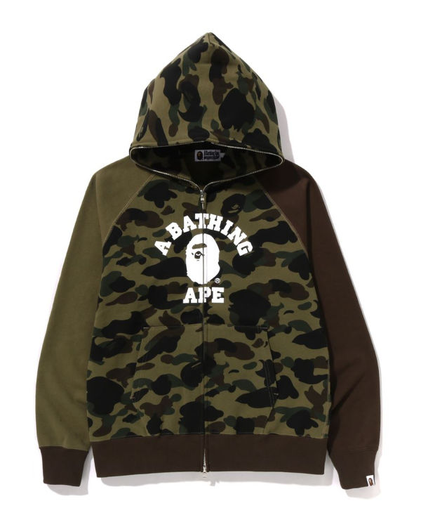 Pánské Mikiny S Kapucí Bape 1st Camo Crazy College Full Zip Zelene | 76129EPIQ
