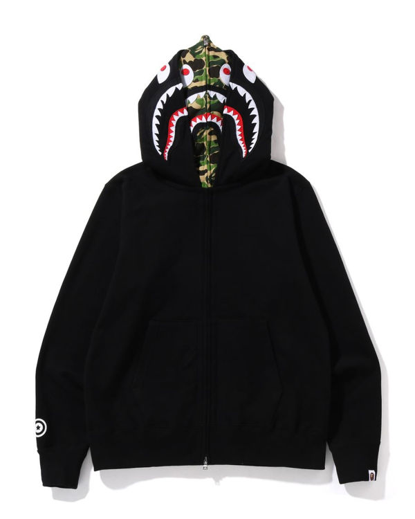 Pánské Mikiny S Kapucí Bape ABC Camo Shark Široké Fit Full Zip Černé | 15678THCK