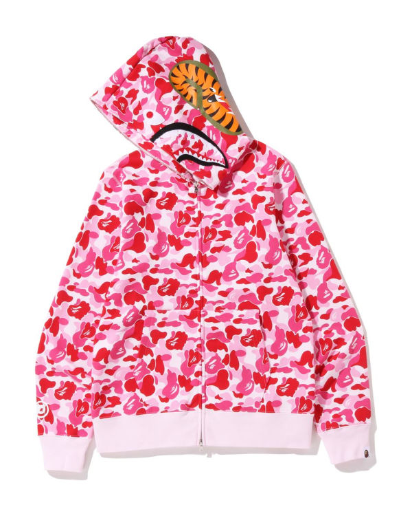 Pánské Mikiny S Kapucí Bape ABC Camo Shark Full Zip Růžové | 83629ALYJ