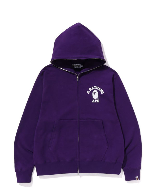 Pánské Mikiny S Kapucí Bape College Relaxed Fit Full Zip Fialové | 08723MTJA