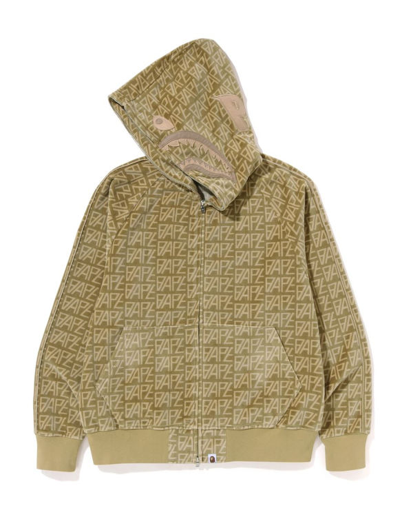 Pánské Mikiny S Kapucí Bape Logo Monogram Velour Shark Full Zip Béžový | 26739SGOK