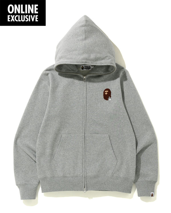 Pánské Mikiny S Kapucí Bape Online full zip Světle Šedé | 15962JTWD