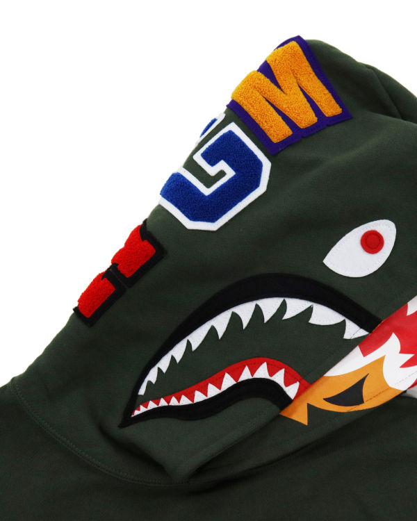 Pánské Mikiny S Kapucí Bape Shark Inside Tiger Pullover Tmavě Zelene | 86401WBMS