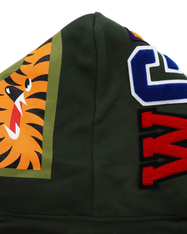 Pánské Mikiny S Kapucí Bape Shark Inside Tiger Pullover Tmavě Zelene | 86401WBMS