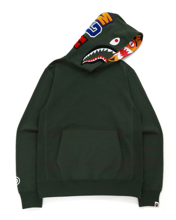Pánské Mikiny S Kapucí Bape Shark Inside Tiger Pullover Tmavě Zelene | 86401WBMS