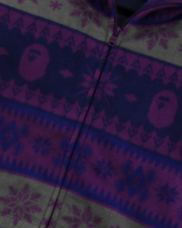 Pánské Mikiny S Kapucí Bape Snow Pattern Relaxed Fit Full Zip Fialové | 49826PTMW