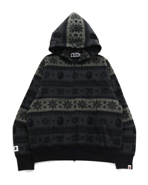 Pánské Mikiny S Kapucí Bape Snow Pattern Relaxed Fit Full Zip Černé | 56092ATZC