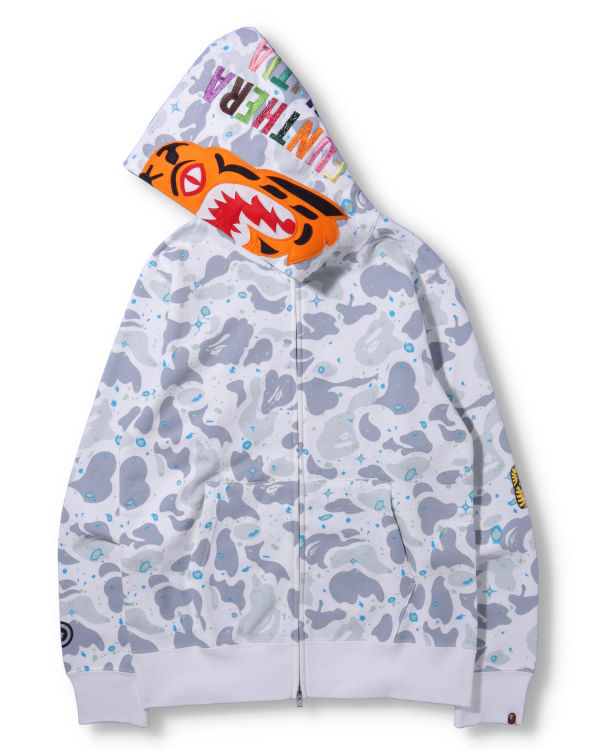 Pánské Mikiny S Kapucí Bape Space Camo Tiger Full Zip Bílé | 16047GDVM