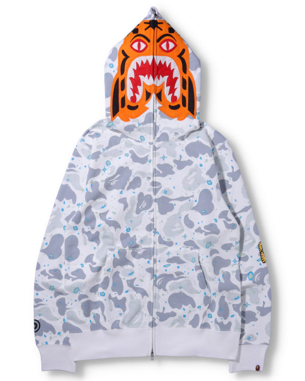 Pánské Mikiny S Kapucí Bape Space Camo Tiger Full Zip Bílé | 16047GDVM