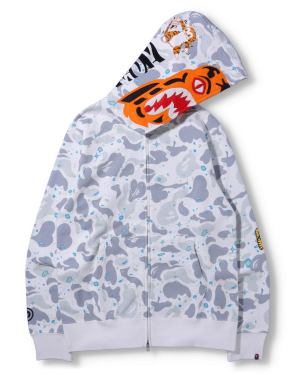 Pánské Mikiny S Kapucí Bape Space Camo Tiger Full Zip Bílé | 16047GDVM