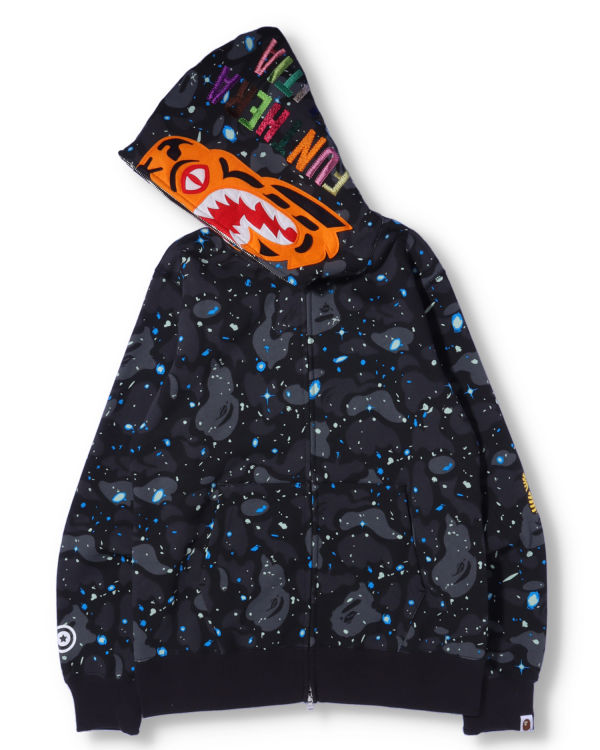Pánské Mikiny S Kapucí Bape Space Camo Tiger Full Zip Černé | 45912OWHD
