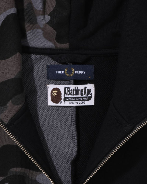 Pánské Mikiny S Kapucí Bape X Fred Perry Color Camo Zip Černé | 57602BYSC