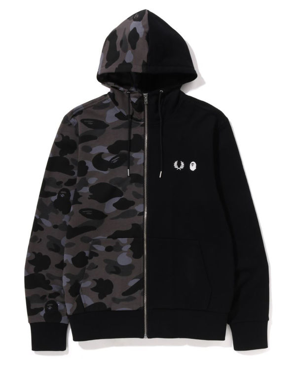 Pánské Mikiny S Kapucí Bape X Fred Perry Color Camo Zip Černé | 57602BYSC