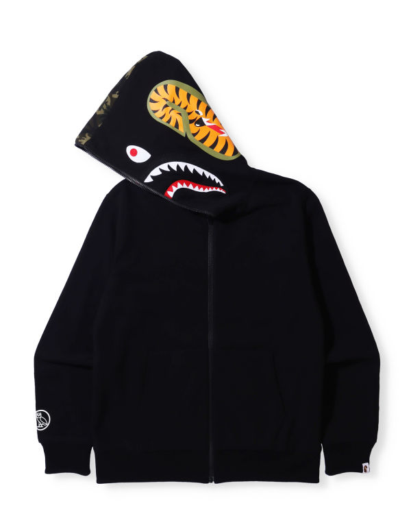 Pánské Mikiny S Kapucí Bape X OVO Woodland Camo Shark Reversible Full Zip Černé | 56780HMYN