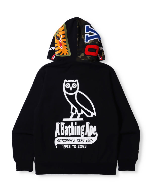 Pánské Mikiny S Kapucí Bape X OVO Woodland Camo Shark Reversible Full Zip Černé | 56780HMYN