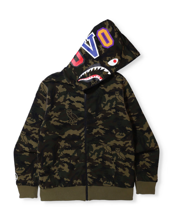 Pánské Mikiny S Kapucí Bape X OVO Woodland Camo Shark Reversible Full Zip Černé | 56780HMYN