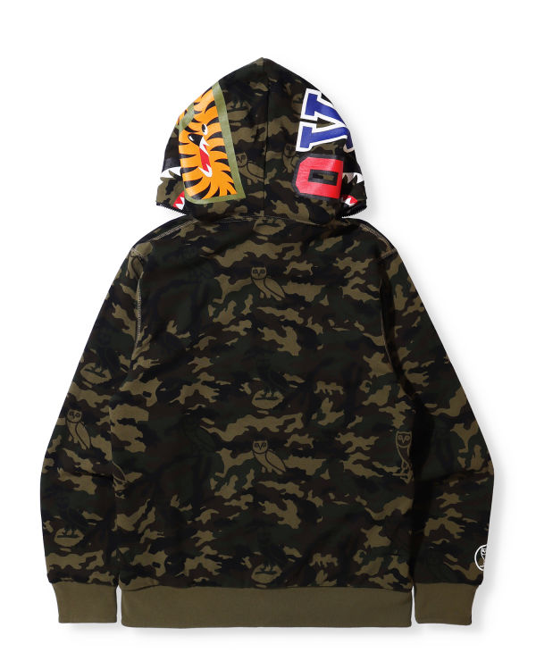 Pánské Mikiny S Kapucí Bape X OVO Woodland Camo Shark Reversible Full Zip Černé | 56780HMYN