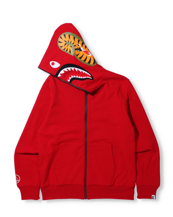 Pánské Mikiny S Kapucí Bape X OVO Woodland Camo Shark Reversible Full Zip Světle Červené | 93721EWKV
