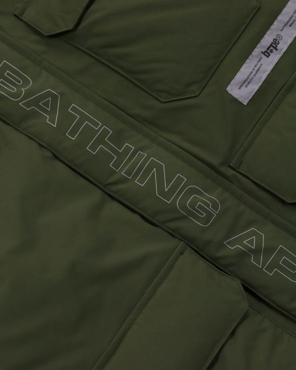 Pánské Péřové Bundy Bape Loose Fit Long Zelene | 47621HJNS