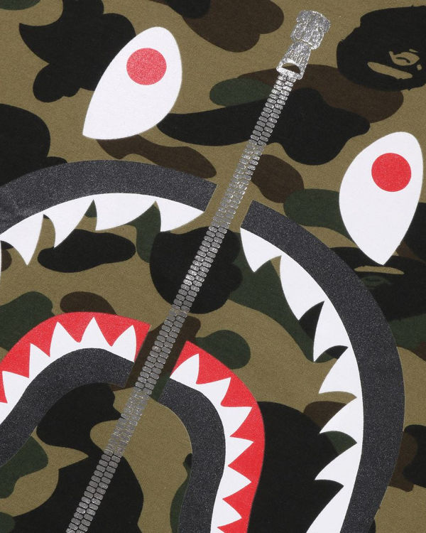 Pánské Tričko Bape 1st Camo Shark Zelene | 10248IDWH