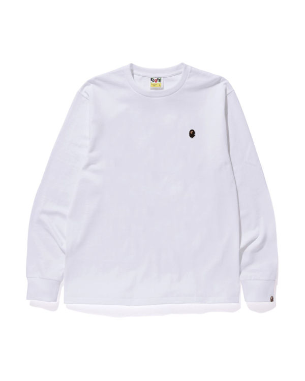 Pánské Tričko Bape Ape Head One Point L/S Bílé | 27854LOIZ