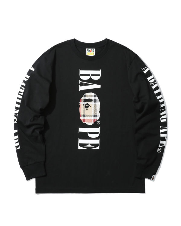 Pánské Tričko Bape Check Head long sleeve Béžový | 57461TKQV
