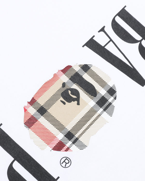 Pánské Tričko Bape Check Head long sleeve Bílé | 61457UAWN