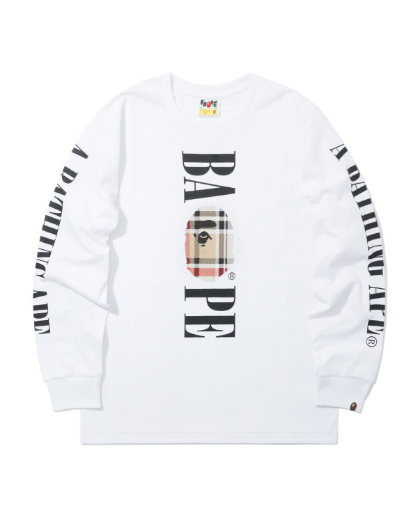Pánské Tričko Bape Check Head long sleeve Bílé | 61457UAWN