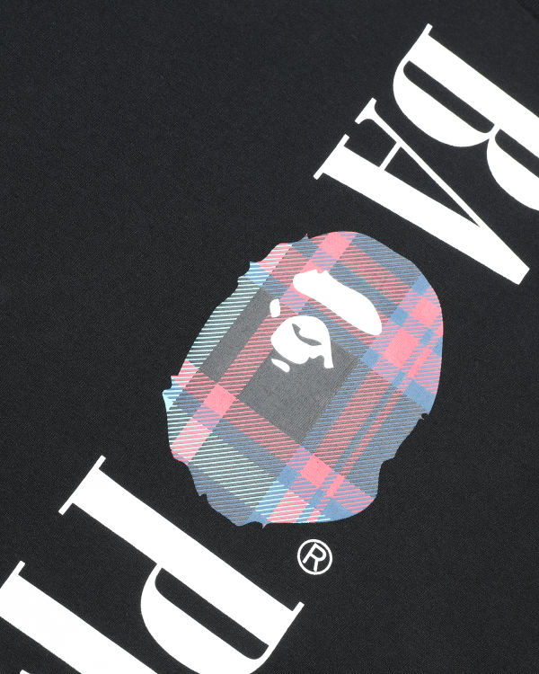 Pánské Tričko Bape Check Head long sleeve Tmavě Blankyt Blankyt | 61780HRUD