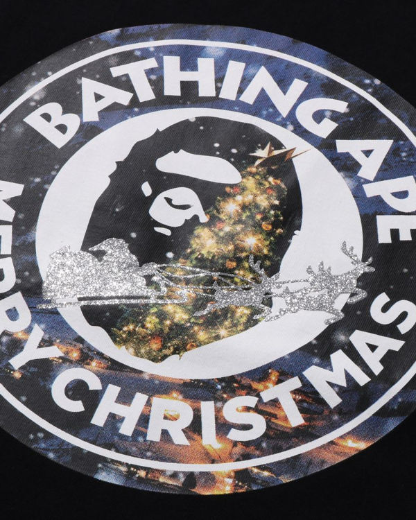 Pánské Tričko Bape Christmas Busy With Pracovní Černé | 58906EYPM